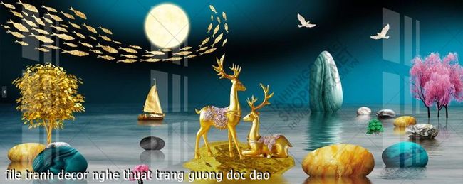 file tranh decor nghe thuat trang guong doc dao